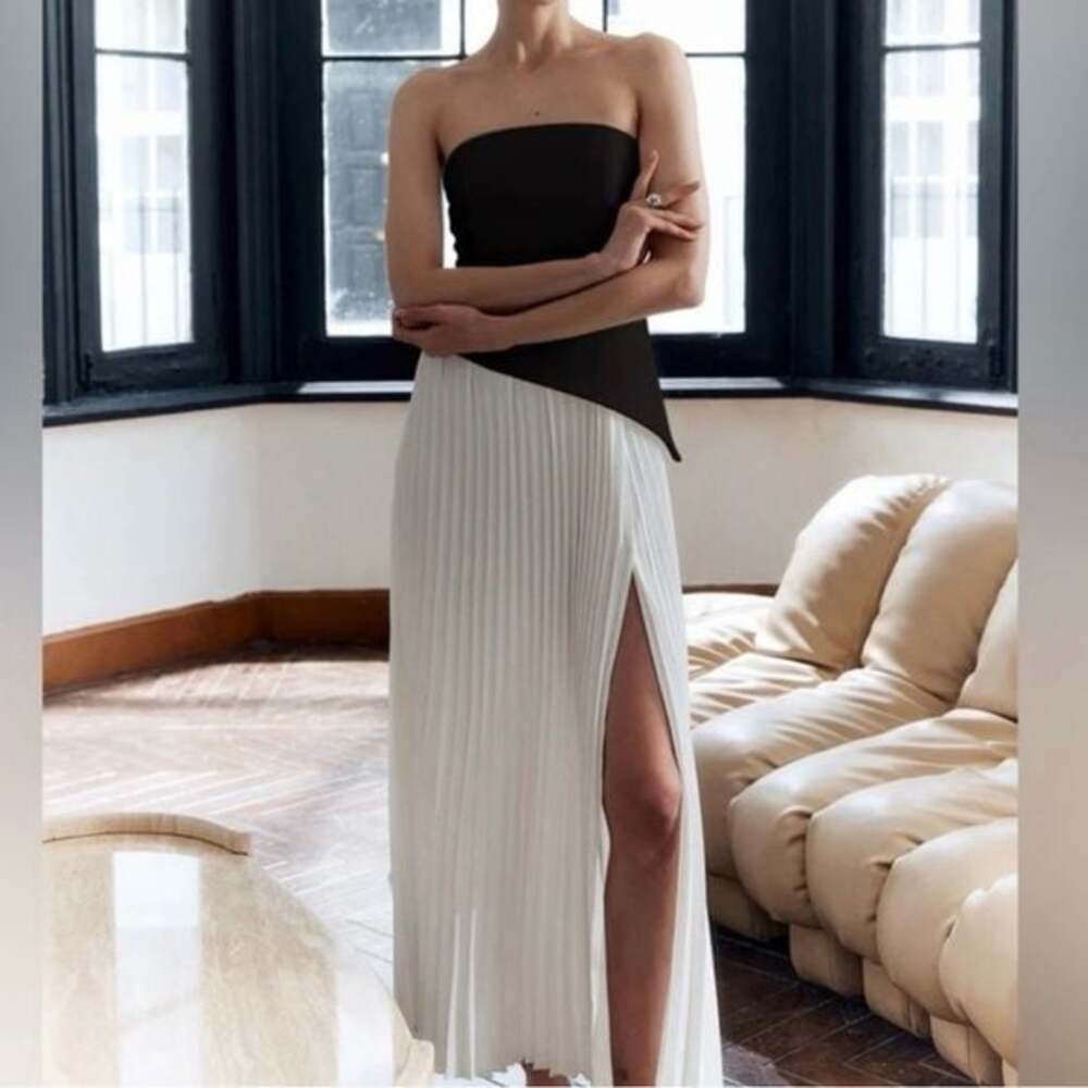 COMMENSE Elegant Black and White Women's Dress